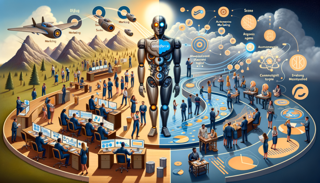 An illustration showing the transformation of marketing through AI and autonomous agents